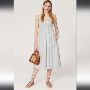 Tory Burch Plaid Beach Dress In Sky Blue Smocked Back Women's Size XS